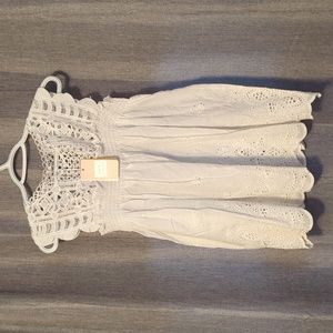New White Eyelet Lace Tank Blouse